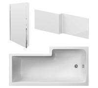 nuie 1600mm Left Hand Square Shower Bath Set