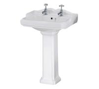 Nuie Legend Basin and Full Pedestal | White | Ceramic | 590mm