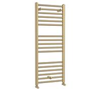 Nuie Lorica Heated Towel Rail | Brushed Brass | Steel | 1200mm x 500mm