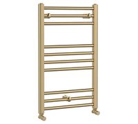 Nuie Lorica Heated Towel Rail | Brushed Brass | Steel | 800mm x 500mm