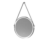 nuie LQ713 Salana Modern Bathroom Wall Hung Framed LED Touch Sensor Mirror, 600mm, Chrome/Grey Strap