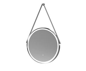 nuie LQ713 Salana Modern Bathroom Wall Hung Framed LED Touch Sensor Mirror, 600mm, Chrome/Grey Strap