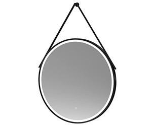 nuie LQ721 Salana Modern Bathroom Wall Hung Framed LED Touch Sensor Mirror, 800mm, Black/Black Strap