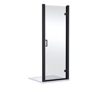 Nuie Lucie Hinged Shower Door | Matt Black | Glass/Aluminium | 900mm