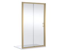 Nuie Lucie Sliding Shower Door | Brushed Brass | Glass/Aluminium | 1400mm