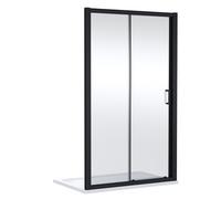 Nuie Lucie Sliding Shower Door | Matt Black | Glass/Aluminium | 1700mm