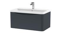 nuie 800mm Wall Hung 1 Drawer Vanity & Polymarble Basin - Soft Black
