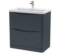 nuie 800mm Floor Standing 2 Drawer Vanity & Ceramic Basin - Soft Black
