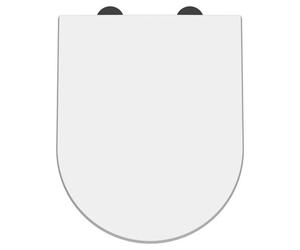 Nuie Luxury D Shaped Quick Release Soft Close Toilet Seat with Matt Black Hinge Caps | White | UF | 370mm x 40mm x 450mm