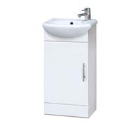 Nuie Mayford 400mm Gloss White 1 Door Cloakroom Vanity + Ceramic Basin