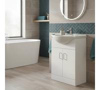 Nuie Mayford 550mm Floor Standing Vanity Unit & Basin - Gloss White