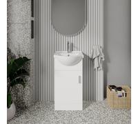 Nuie Mayford Vanity Unit and Curved Ceramic Basin | Gloss White | MDF | 450mm
