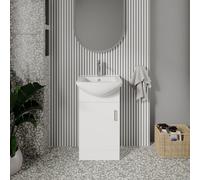 Nuie Mayford Vanity Unit and Minimalist Basin with 1 Tap Hole | Gloss White | MDF | 450mm
