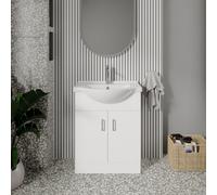 Nuie Mayford Vanity Unit and Curved Ceramic Basin | Gloss White | MDF | 650mm