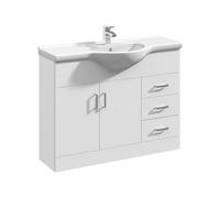 Nuie Mayford Vanity Unit and Curved Ceramic Basin | Gloss White | MDF | 1050mm