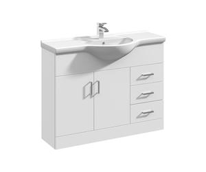 Nuie Mayford Vanity Unit and Curved Ceramic Basin | Gloss White | MDF | 1050mm