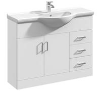 Nuie Mayford Vanity Unit and Curved Ceramic Basin | Gloss White | MDF | 1050mm
