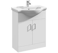 Nuie Mayford White Gloss Vanity Unit & Round Basin - 836 x 650mm