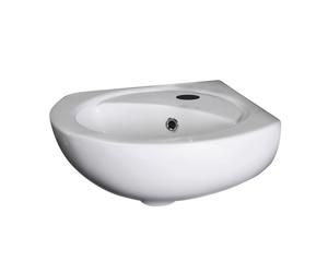 Nuie Melborune Round Wall Hung Corner Basin with 1 Tap Hole | White | Ceramic | 450mm