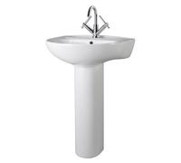 Nuie Melbourne Basin with 1 Tap Hole and Full Pedestal | White | Ceramic | 550mm