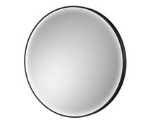Nuie Mensa Inset Framed Round Illuminated LED Mirror with Demister and Touch Sensor | Black | Glass/Aluminium | 800mm
