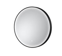 Nuie Mensa Inset Framed Round Illuminated LED Mirror with Demister and Touch Sensor | Black | Glass/Aluminium | 600mm