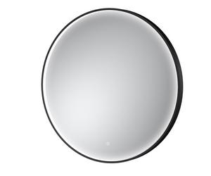 Nuie Mensa Inset Framed Round Illuminated LED Mirror with Demister and Touch Sensor | Black | Glass/Aluminium | 800mm