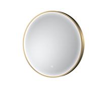 Nuie Mensa Inset Framed Round Illuminated LED Mirror with Demister and Touch Sensor | Brushed Brass | Glass/Aluminium | 600mm