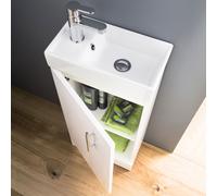 Nuie Minimalist Compact Floor Standing Vanity Unit Basin 400mm Gloss White