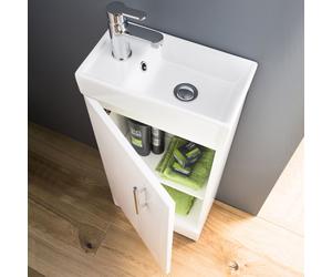 Nuie Minimalist Compact Floor Standing Vanity Unit Basin 400mm Gloss White