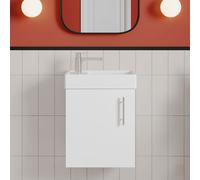 Nuie Minimalist Compact Wall Hung Vanity Unit Basin 400mm Gloss White
