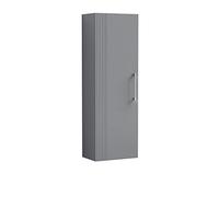 nuie Modern Bathroom Wall Hung 1 Soft Close Door Part Fluted Tall Unit, Satin Grey, 400mm