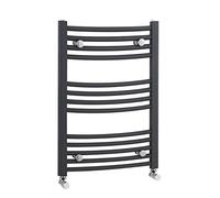 nuie MTY102 Modern Bathroom Vertical Heated Ladder Towel Rail with Curved Rails, 700mm x 500mm, Anthracite