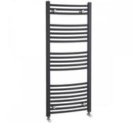 Nuie Mty104 1150 X 500 mm Anthracite Curved Ladder Heated Towel Rail - 335W, Wall-Mounted