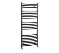 nuie MTY104 Modern Bathroom Vertical Heated Ladder Towel Rail with Curved Rails, 1150mm x 500mm, Anthracite