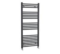 nuie MTY105 Modern Bathroom Vertical Heated Ladder Towel Rail with Straight Rails, 1150mm x 500mm, Anthracite