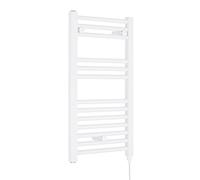 Nuie MTY156 | Modern Bathroom 300 Watt Heated Electric Ladder Towel Rail, 720mm x 400mm, White