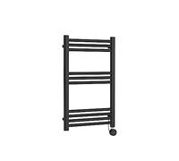 nuie MTY159 Electric Heating Round Straight 10 Bar Towel Radiator, 250 Watt, 800mm x 500mm, Anthracite