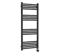nuie MTY160 Electric Heating Round Straight 17 Bar Towel Radiator, 400 Watt, 1200mm x 500mm, Anthracite