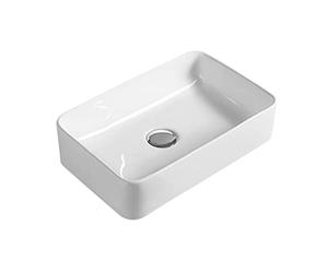 Nuie NBV179 Modern Rectangular Bathroom Counter Top Sink Basin, White