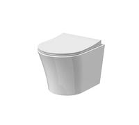 nuie NCG341 Freya Modern Bathroom Wall Hung Toilet Pan and Soft Close Seat, 365 x 363 x 475mm, White