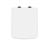 nuie NCH198B Modern Bathroom Square Soft Close Toilet Seat with Black Cover Caps, 358 x 70 x 435mm, White