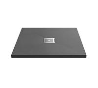 nuie NLT71006 Modern Bathroom Slimline Square Shower Tray - Grill Not Included, 800mm x 800mm, Slate Grey