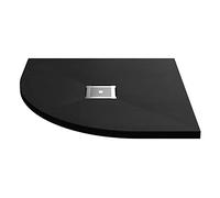 nuie NLT91105 Modern Bathroom Slimline Quadrant Shower Tray - Grill Not Included, 800mm x 800mm, Slate Black