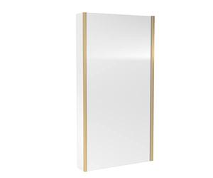 nuie NSBS28 Pacific Modern Bathroom L Shape Square Shower Bath 6mm Toughened Safety Glass Screen with Fixed Return, 1435mm x 805mm, Brushed Brass