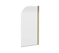 Nuie Pacific Hinged Round Straight Bath Screen | Brushed Brass | Glass/Aluminium | 790mm