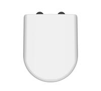 nuie NTS004B Modern Bathroom D Shaped Soft Close Toilet Seat with Black Cover Caps, 364 x 70 x 446mm, White