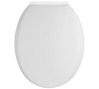 Nuie Nts008 White Round Soft-Close Toilet Seat, Gloss Polypropylene, Top-Fix Hinges 127.5-171.5mm