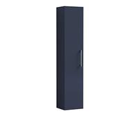 nuie NVF2961 Arno Modern Bathroom Wall Hung 1 Soft Close Door Tall Storage Unit, 300mm, Satin Midnight Blue