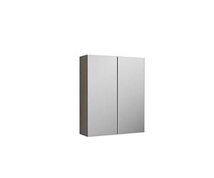 nuie OFF2517 Arno Modern Bathroom Wall Hung Mirror Cabinet - 2 Door 50/50 Split, 600mm, Woodgrain Solace Oak